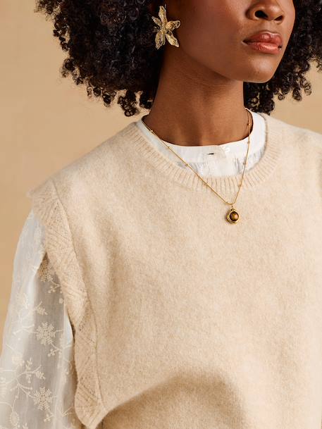 Pull sans manches beige chiné+rouge 6 - vertbaudet enfant 