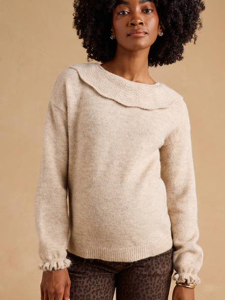 Pull grossesse et allaitement Colette beige chiné 9 - vertbaudet enfant 