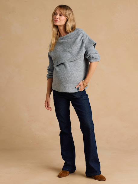Pull de grossesse et allaitement drapé gris chiné 1 - vertbaudet enfant 