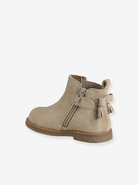 Chaussures premiers pas bébé boots cuir jaune d'or+noir 3 - vertbaudet enfant 