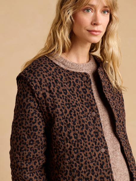 Veste matelassée évolutive avec protège-bébé grossesse et post grossesse en gaze de coton chocolat+écru+kaki 4 - vertbaudet enfant 
