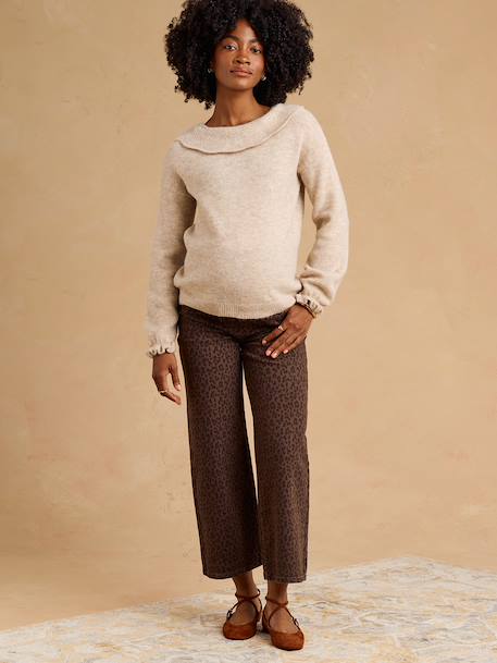 Jean léopard cropped de grossesse bandeau chocolat 1 - vertbaudet enfant 