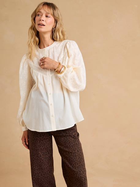 Blouse de grossesse et allaitement brodée crème 5 - vertbaudet enfant 