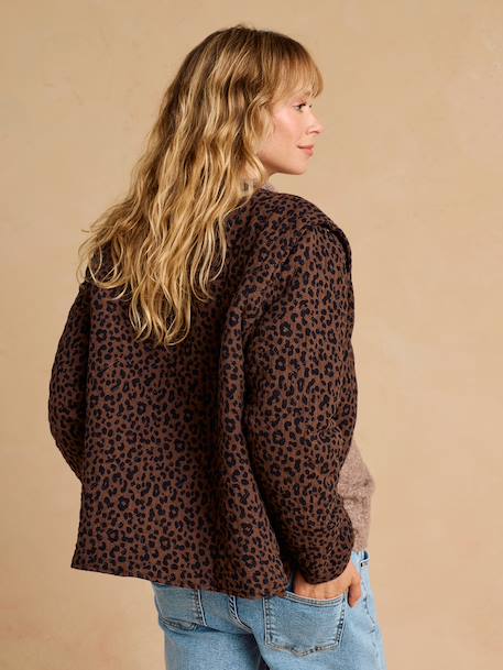 Veste matelassée évolutive avec protège-bébé grossesse et post grossesse en gaze de coton chocolat+écru+kaki 3 - vertbaudet enfant 