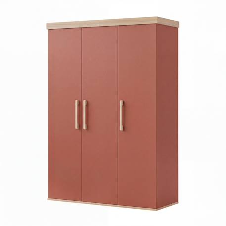 Armoire enfant ‘jimmy’ – 3 portes – poignées en bois massif Blanc+Mauve+Sauge 7 - vertbaudet enfant 