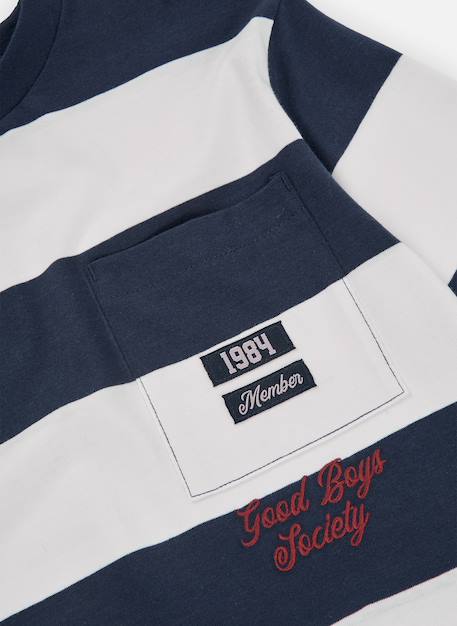 T-shirt garçon en maille rayé Bleu 4 - vertbaudet enfant 