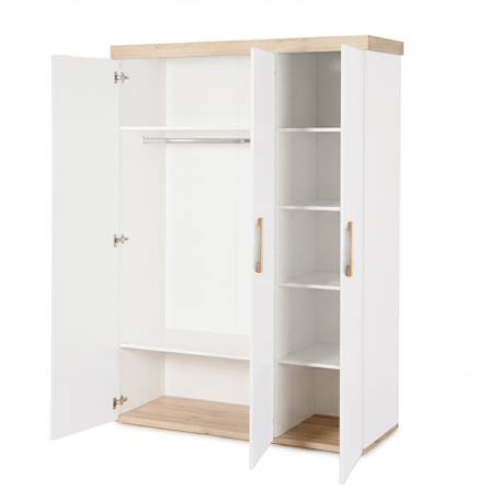 Armoire enfant ‘jimmy’ – 3 portes – poignées en bois massif Blanc+Mauve+Sauge 5 - vertbaudet enfant 