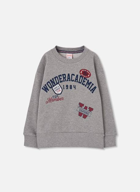 Sweat-shirt garçon molleton imprimé Gris 1 - vertbaudet enfant 
