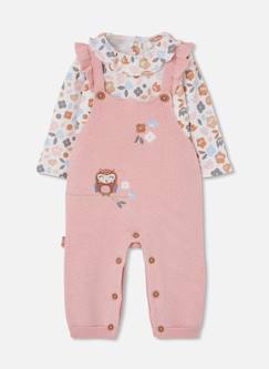 -Ensemble maille bébé fille brodé hibou