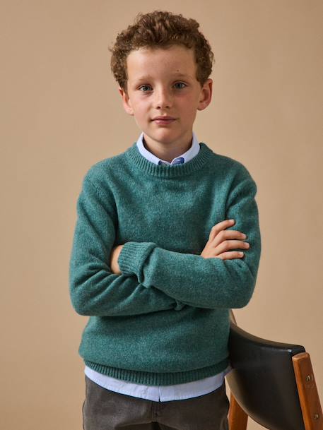 Pull garçon en laine merinos Bleu+Bleu clair+Celadon+Gris chine+Vert 10 - vertbaudet enfant 