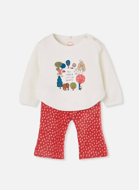 Ensemble bébé fille maille imprimé forêt Blanc 1 - vertbaudet enfant 