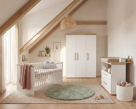 Lit Bébé Évolutif 'Jimmy' 70 × 140 - Réglable en Hauteur et Transformable en Lit Junior Blanc+Mauve+Sauge 6 - vertbaudet enfant 