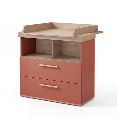 Commode à langer 'jimmy' avec tiroir / compartiment ouvert – poignées en bois massif Blanc+Mauve+Sauge 7 - vertbaudet enfant 