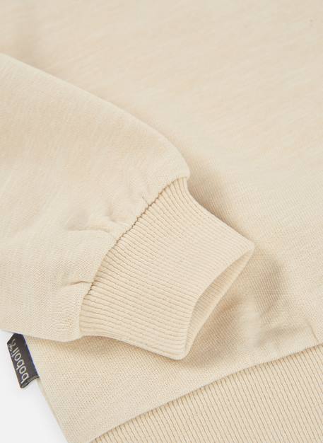Sweat-shirt molleton fille brodé fleurs Beige 4 - vertbaudet enfant 