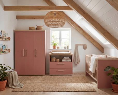 Armoire enfant ‘jimmy’ – 3 portes – poignées en bois massif Blanc+Mauve+Sauge 8 - vertbaudet enfant 