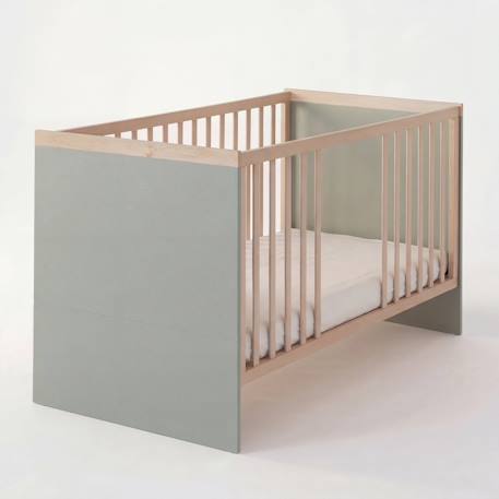 Lit Bébé Évolutif 'Jimmy' 70 × 140 - Réglable en Hauteur et Transformable en Lit Junior Blanc+Mauve+Sauge 16 - vertbaudet enfant 