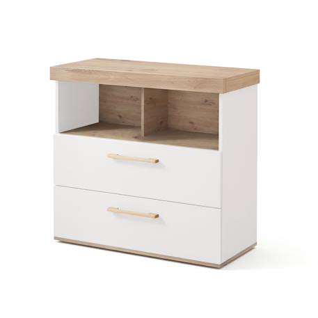 Commode à langer 'jimmy' avec tiroir / compartiment ouvert – poignées en bois massif Blanc+Mauve+Sauge 5 - vertbaudet enfant 