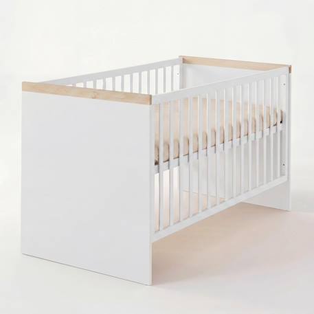 Lit Bébé Évolutif 'Jimmy' 70 × 140 - Réglable en Hauteur et Transformable en Lit Junior Blanc+Mauve+Sauge 1 - vertbaudet enfant 