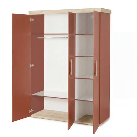 Armoire enfant ‘jimmy’ – 3 portes – poignées en bois massif Blanc+Mauve+Sauge 10 - vertbaudet enfant 