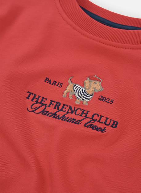 Sweat-shirt fille en molleton broderie chien Grenat 3 - vertbaudet enfant 