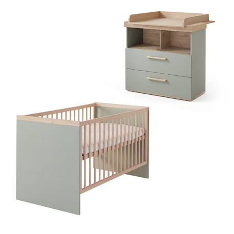 Ensemble Chambre Bébé 'Jimmy' – Set Duo – Chambre Évolutive au Design Scandinave Blanc+Mauve+Sauge 14 - vertbaudet enfant 