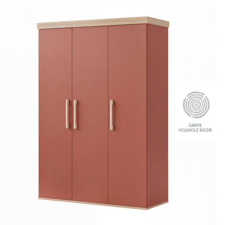 Armoire enfant ‘jimmy’ – 3 portes – poignées en bois massif Blanc+Mauve+Sauge 12 - vertbaudet enfant 