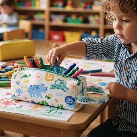 Trousse d'école et loisirs pour enfant Beige+Blanc+Bleu+Bleu marine+Gris+Jaune+Kaki+Parme+Pêche+Rose+Rose pastel+Vert 8 - vertbaudet enfant 