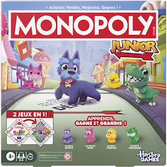 Jouet-Premier jeu de société enfant monopoly junior 2 en 1