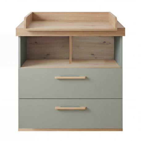 Commode à langer 'jimmy' avec tiroir / compartiment ouvert – poignées en bois massif Blanc+Mauve+Sauge 16 - vertbaudet enfant 