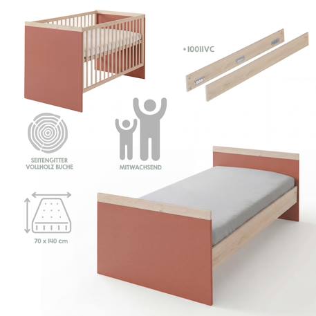 Ensemble Chambre Bébé 'Jimmy' – Set Duo – Chambre Évolutive au Design Scandinave Blanc+Mauve+Sauge 11 - vertbaudet enfant 