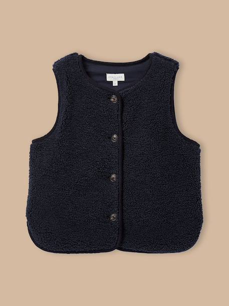 Veste sans manches en sherpa garçon Encre+Kaki 1 - vertbaudet enfant 