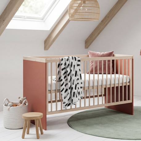 Lit Bébé Évolutif 'Jimmy' 70 × 140 - Réglable en Hauteur et Transformable en Lit Junior Blanc+Mauve+Sauge 8 - vertbaudet enfant 