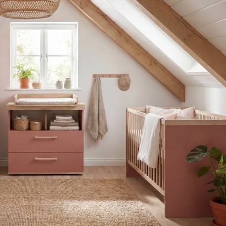 Lit Bébé Évolutif 'Jimmy' 70 × 140 - Réglable en Hauteur et Transformable en Lit Junior Blanc+Mauve+Sauge 10 - vertbaudet enfant 