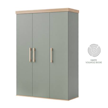 Armoire enfant ‘jimmy’ – 3 portes – poignées en bois massif Blanc+Mauve+Sauge 18 - vertbaudet enfant 