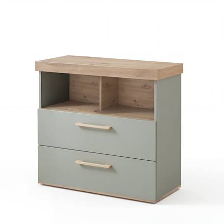 Commode à langer 'jimmy' avec tiroir / compartiment ouvert – poignées en bois massif Blanc+Mauve+Sauge 17 - vertbaudet enfant 