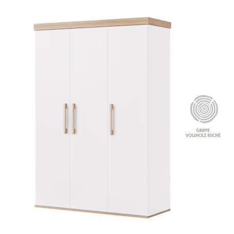 Armoire enfant ‘jimmy’ – 3 portes – poignées en bois massif Blanc+Mauve+Sauge 6 - vertbaudet enfant 