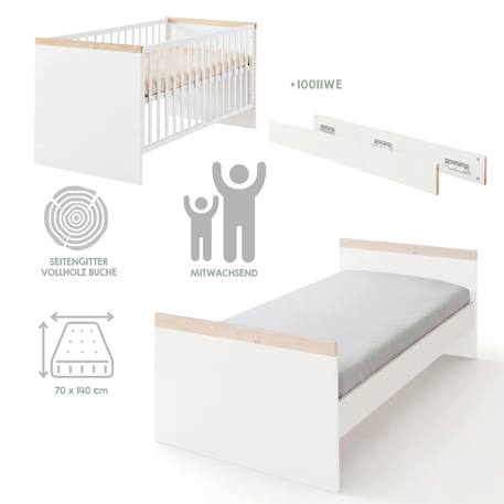 Ensemble Chambre Bébé 'Jimmy' – Set Duo – Chambre Évolutive au Design Scandinave Blanc+Mauve+Sauge 5 - vertbaudet enfant 