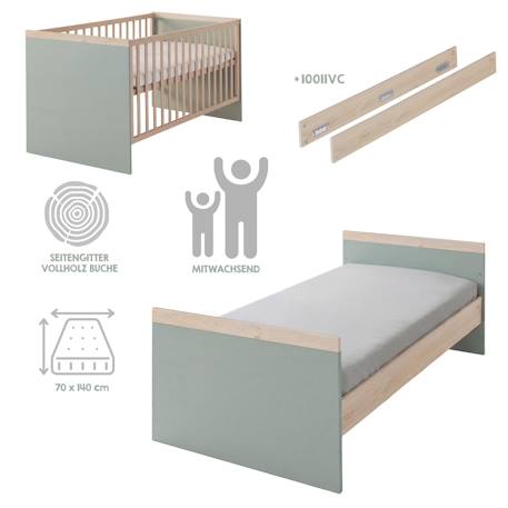Ensemble Chambre Bébé 'Jimmy' – Set Duo – Chambre Évolutive au Design Scandinave Blanc+Mauve+Sauge 18 - vertbaudet enfant 