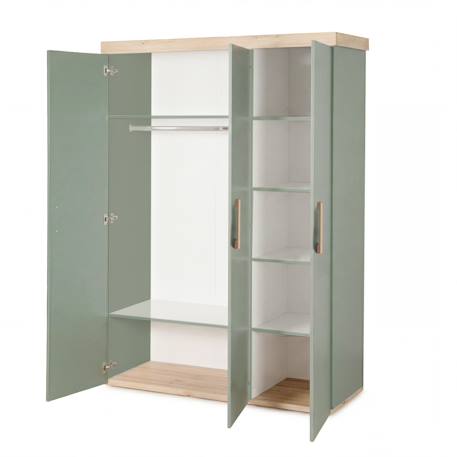 Armoire enfant ‘jimmy’ – 3 portes – poignées en bois massif Blanc+Mauve+Sauge 17 - vertbaudet enfant 