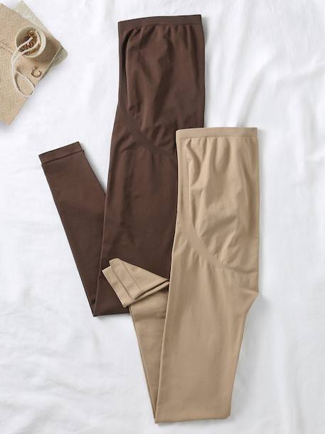 Pack de 2 leggings grossesse Seamless kaki+noir+taupe 13 - vertbaudet enfant 