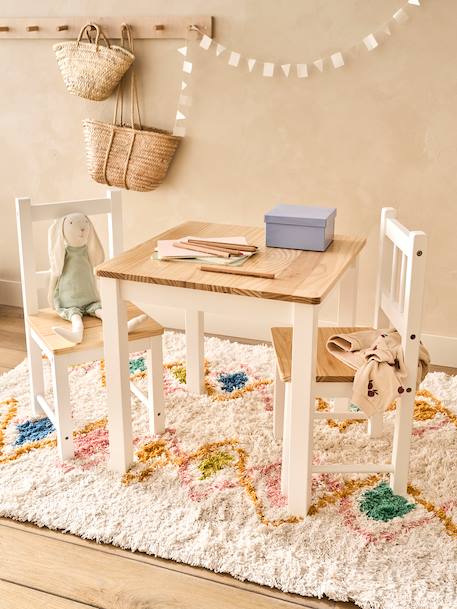 Ensemble table + 2 chaises en bois lot blanc 1 - vertbaudet enfant 
