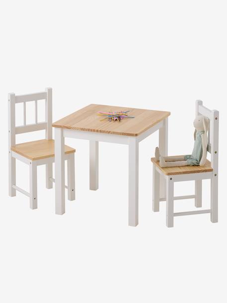 Ensemble table + 2 chaises en bois lot blanc 2 - vertbaudet enfant 