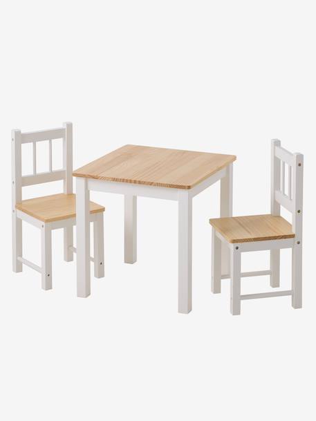 Ensemble table + 2 chaises en bois lot blanc 3 - vertbaudet enfant 