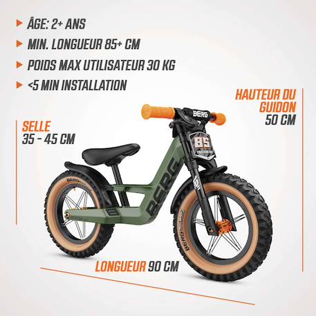 Draisienne pour enfants, 2,5+ ans, 12 pouces, biky trail vert Dark green 4 - vertbaudet enfant 