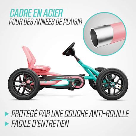Kart à pédales pour enfants, 3+ ans, buddy lua Pink/mint 5 - vertbaudet enfant 