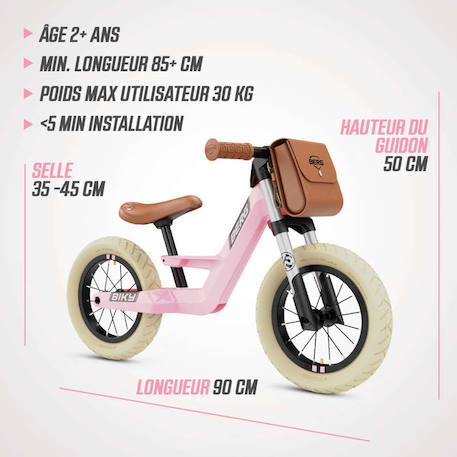 Draisienne pour enfants, 2,5+ ans, 12 pouces, biky retro rose Pink 4 - vertbaudet enfant 