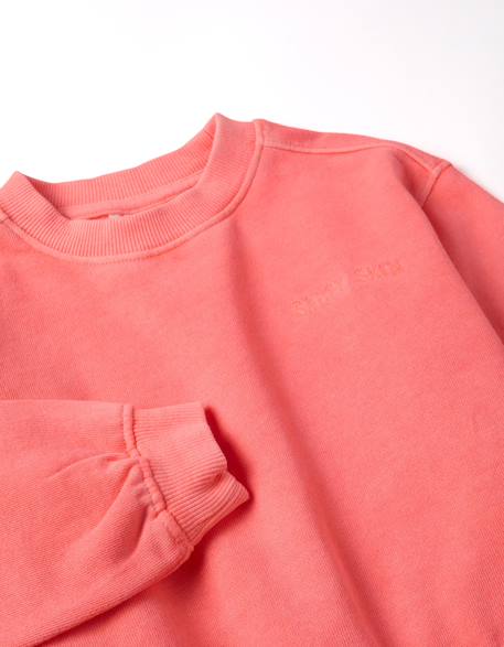 Sweat en coton avec épaules tombantes Corail clair 3 - vertbaudet enfant 