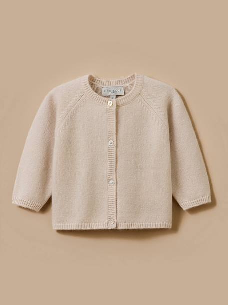 Cardigan en cachemire bébé Ecru 1 - vertbaudet enfant 