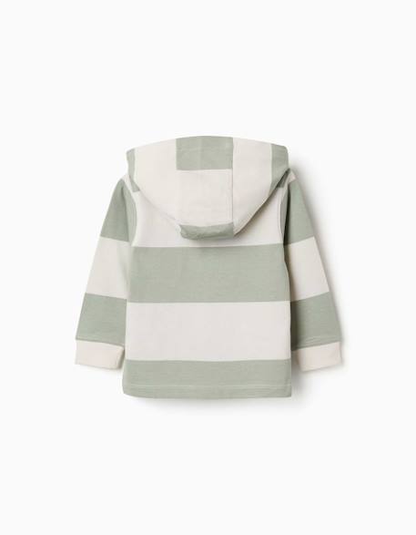 Sweat en coton avec capuche et à rayures Vert clair 2 - vertbaudet enfant 