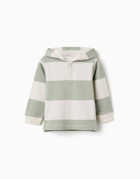 Bébé-Pull, gilet, sweat-Sweat en coton avec capuche et à rayures